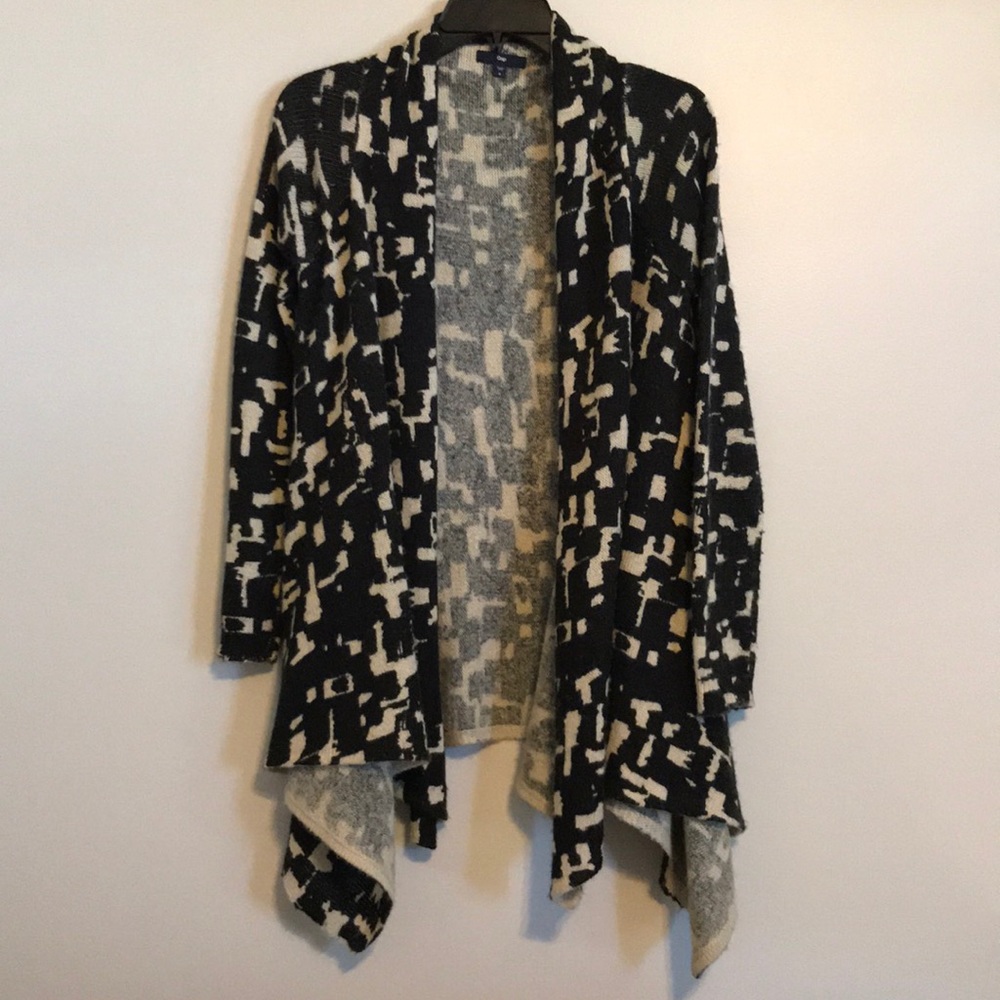 Soft Abstract Print Gap Cardigan
